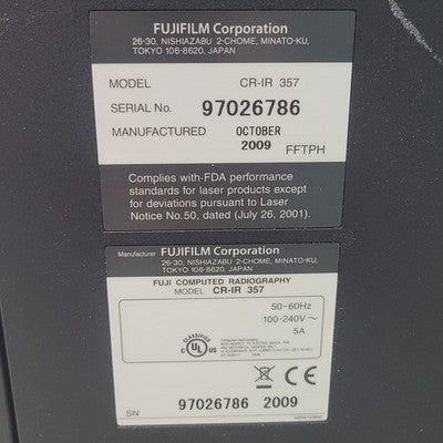 Tested Power On Fujifilm CR-IR 357 FCR Carbon X CR Digitizer w/ 4 IP Cassettes