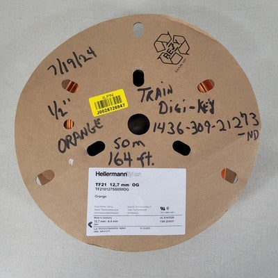 145 ft HellermannTyton 309-21273 1/2" Orange Heat Shrink Tubing 2:1