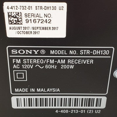 Sony STR-DH130 FM Stereo/ FM-AM 2 Channel 100 Watt Audio Receiver and Antenna