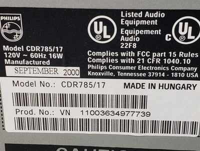 PHILLIPS CDR785/17 Multi Disc Changer and CD Recorder, Remote and Instructions
