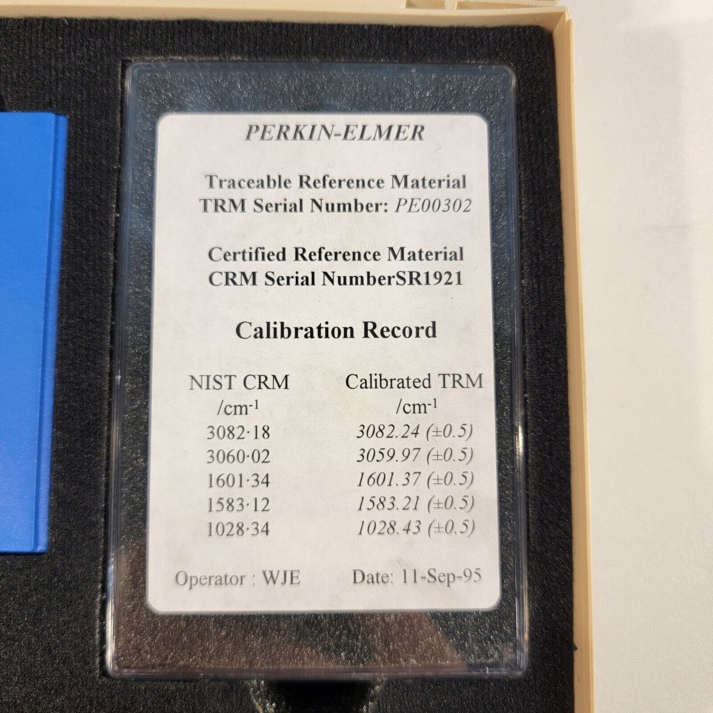 PerkinElmer Spectrophotometer Reference Material Calibration NG11 Polystyrene