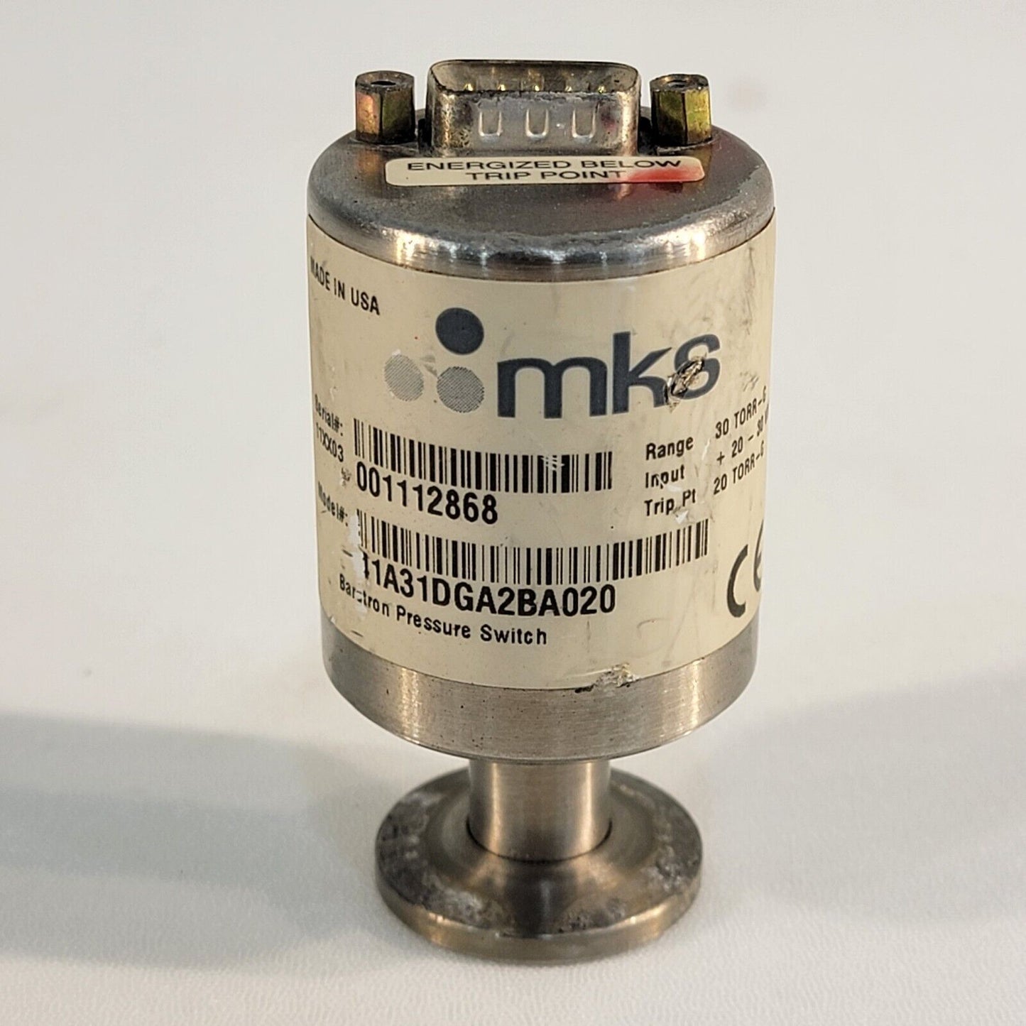 TESTED- MKS 41A31DGA2BA020 Baratron Pressure Switch Range Atmosphere 20 Torr - G