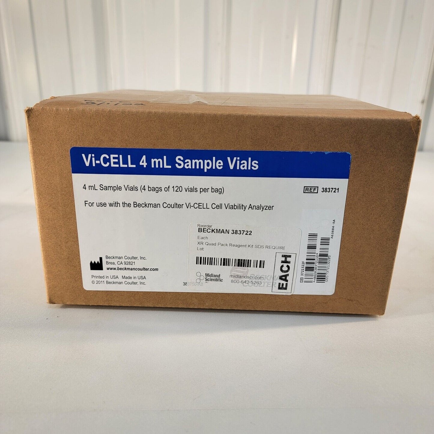 Beckman Coulter 383721 Vi-Cell 4mL Sample Vials Plastic CNTR Analyzer 480/case