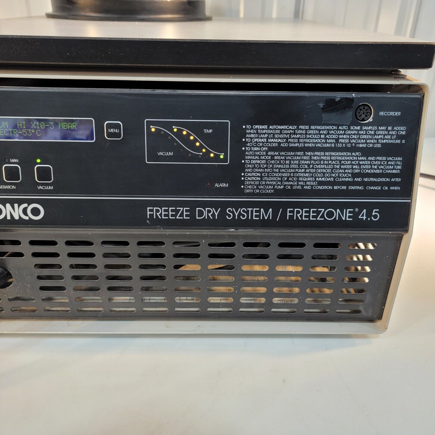 Labconco FreeZone 4.5 Benchtop Freeze Dryer 77500-00 Freeze Dry System 115v