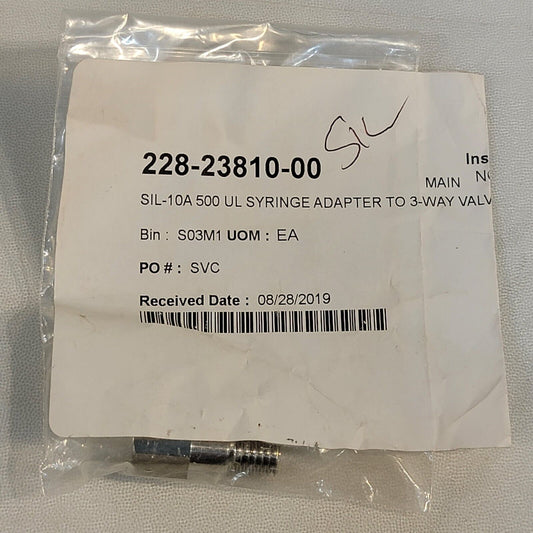 Shimadzu 228-23810-00 Syringe Adapter 500uL to 3-Way Valve on SIL-10A/AF/AP