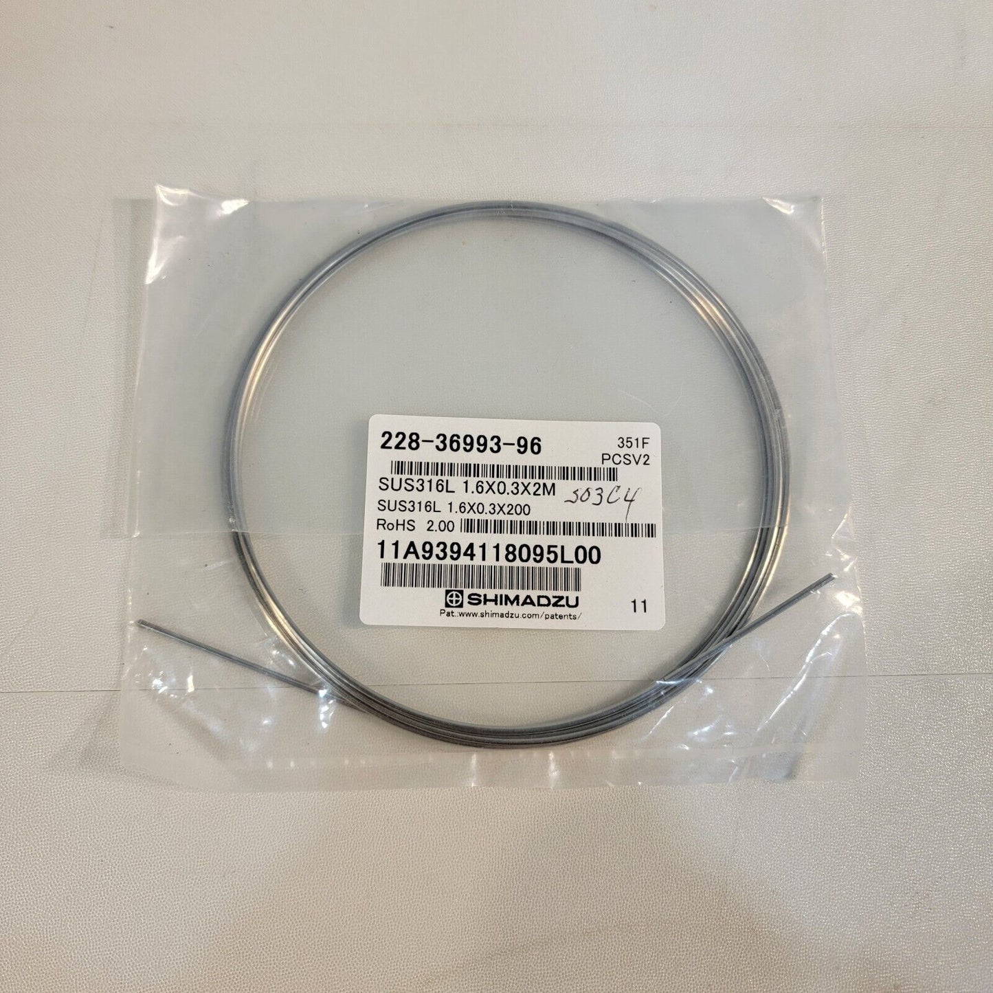 Shimadzu 228-36993-96 Analytical Stainless Steel Tubing 0.3mm ID 1/16" OD 2meter