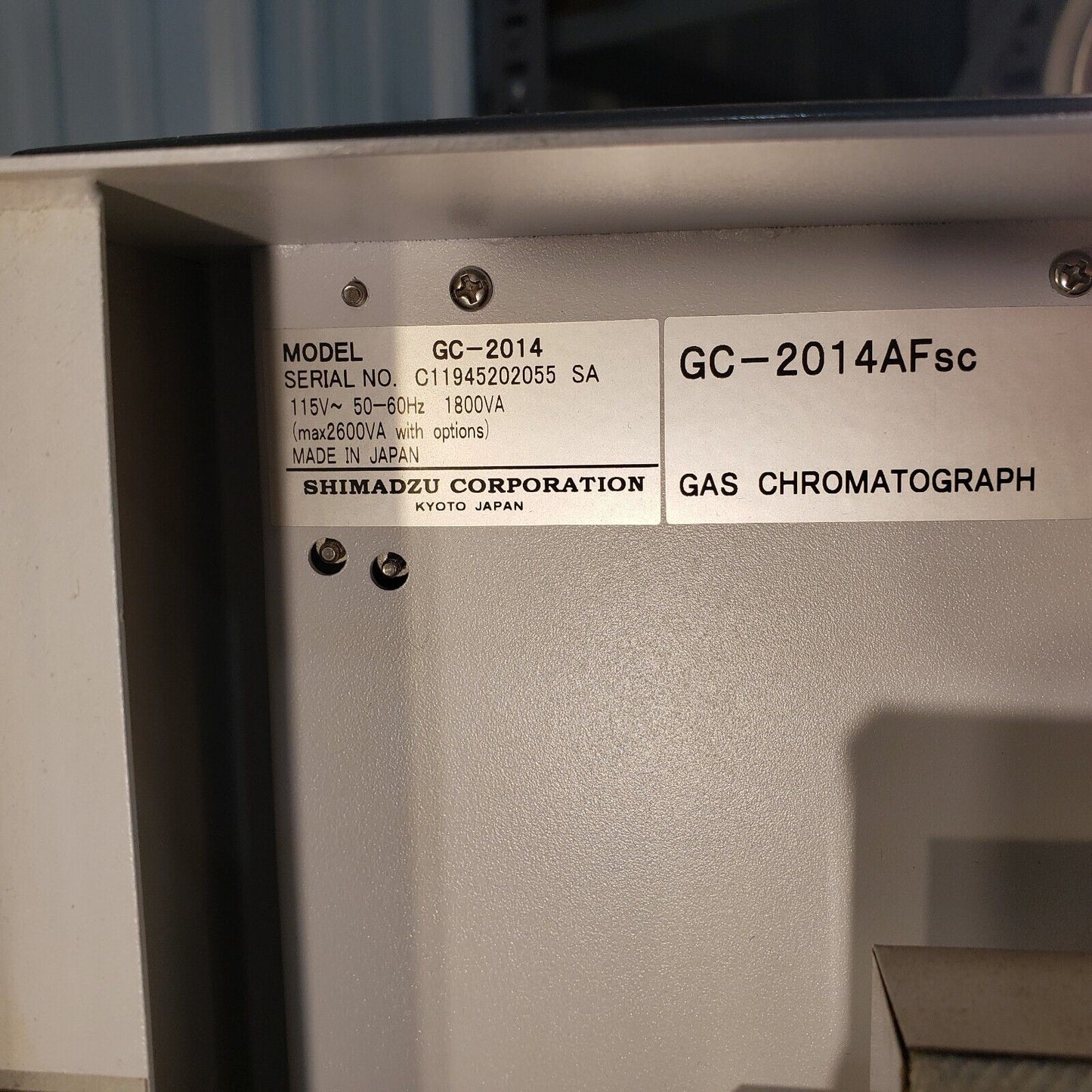 Shimadzu GC-2014 AFsc Gas Chromatograph