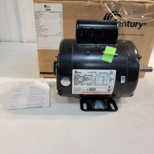 Century C658 AC Motor Electric 3/4 HP 1725 RPM 208-230V/115V 5.5/11A 5/8" Shaft