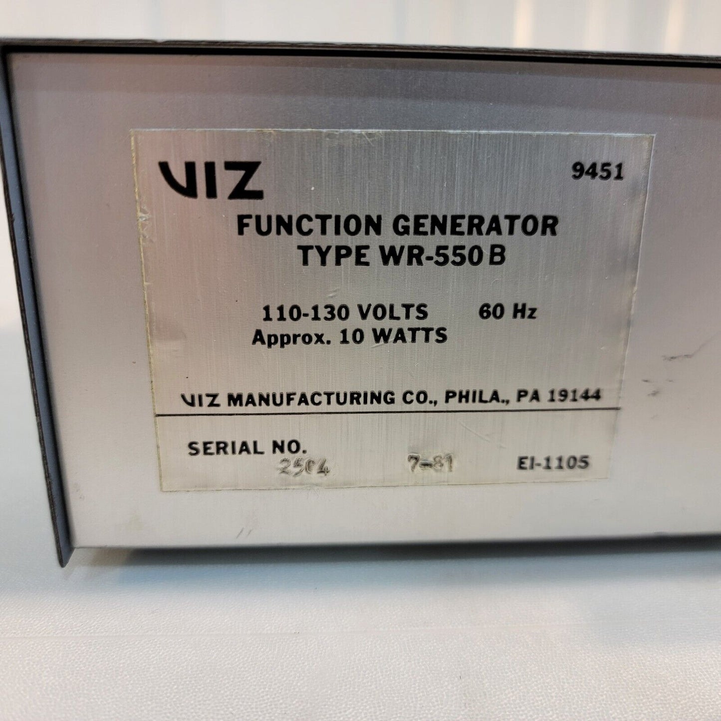 Vintage Viz Function Generator WR-550 B  1 Hz-1 MHz Square Wave Sawtooth Sine