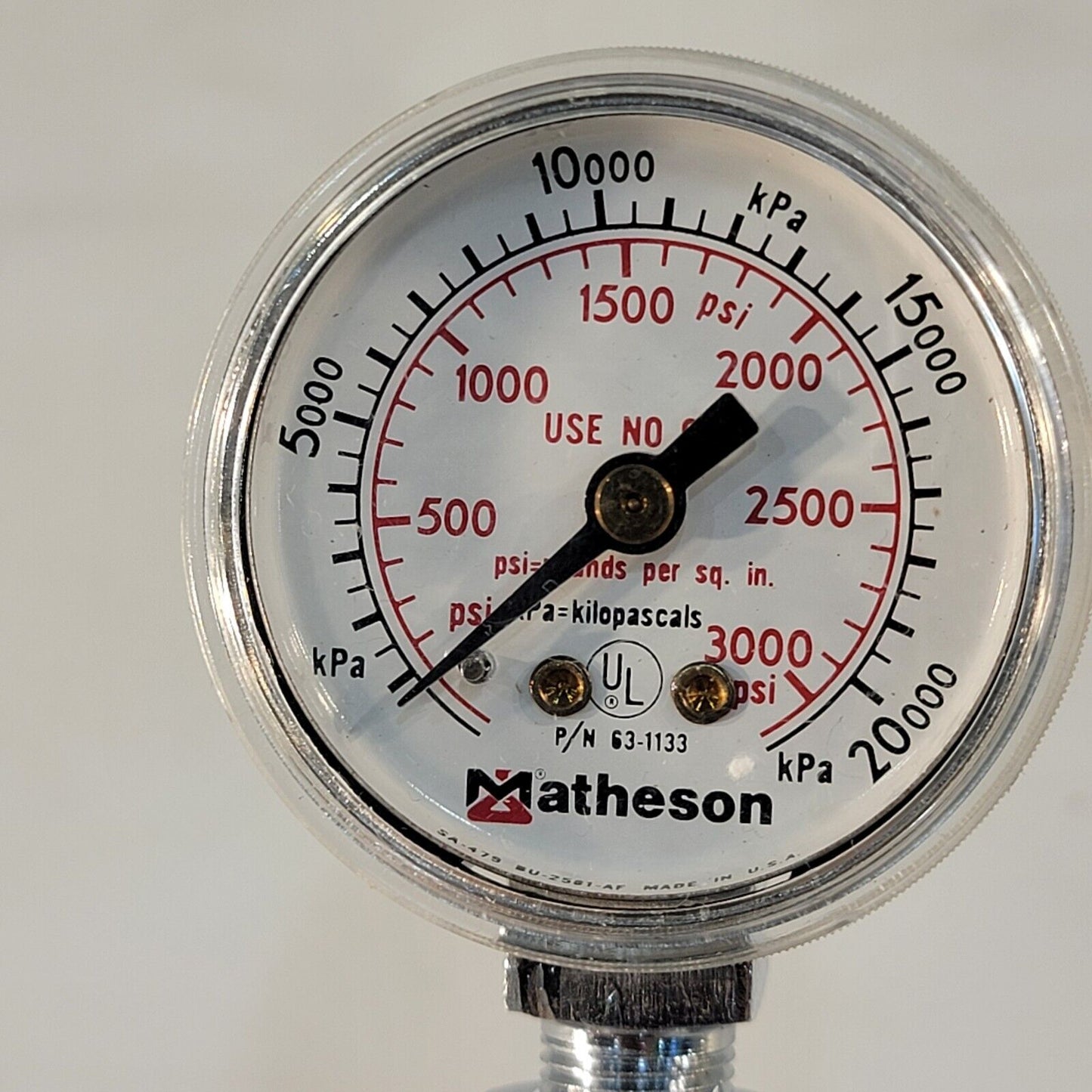 Matheson 3000 PSI 20000 kPa Gauge Needle Valve 63-1133 Tube Hose Connector