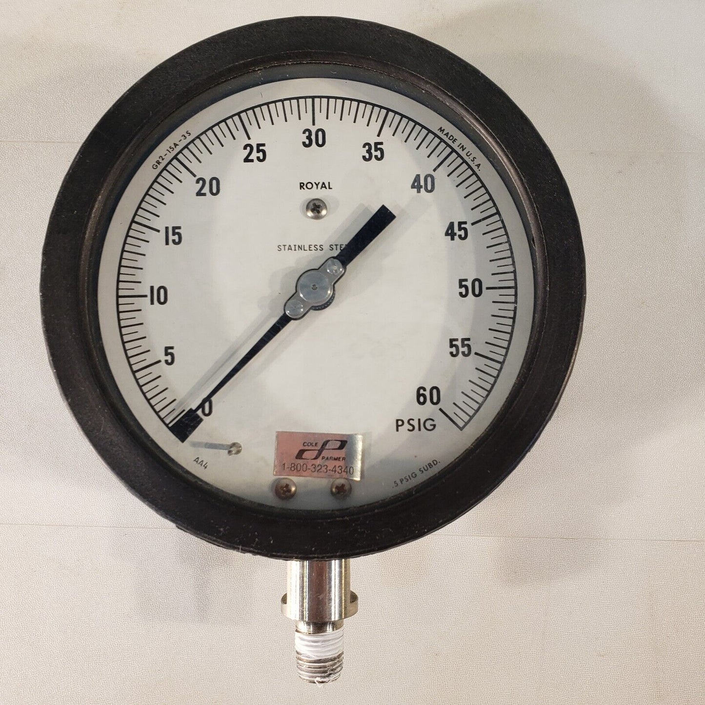 Weksler Cole Palmer GR2-15A-3S 0-60 PSIG Royal Pressure Gauge