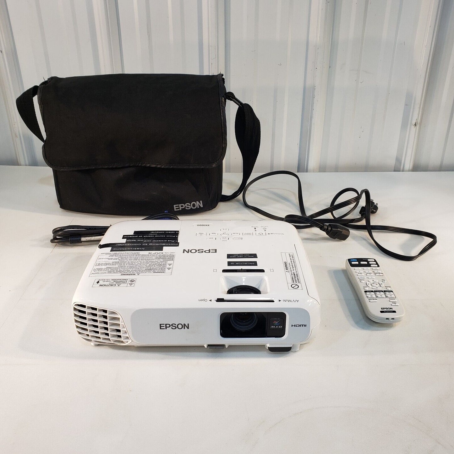 Epson EX3220 Projector With Remote, Power Cord, And VGA Cable