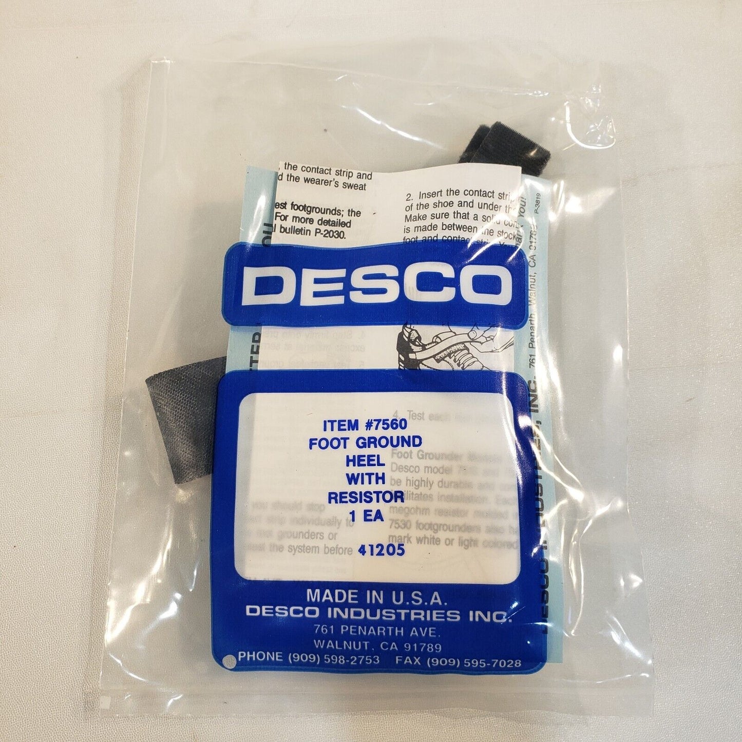 Desco 7560 41205 Foot Ground Heel With Resistor ESD Electrostatic Discharge