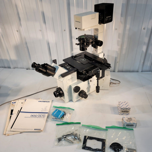 Olympus IX70-S1F Inverted Fluorescence Microscope w/ 3x Objectives, Accessories