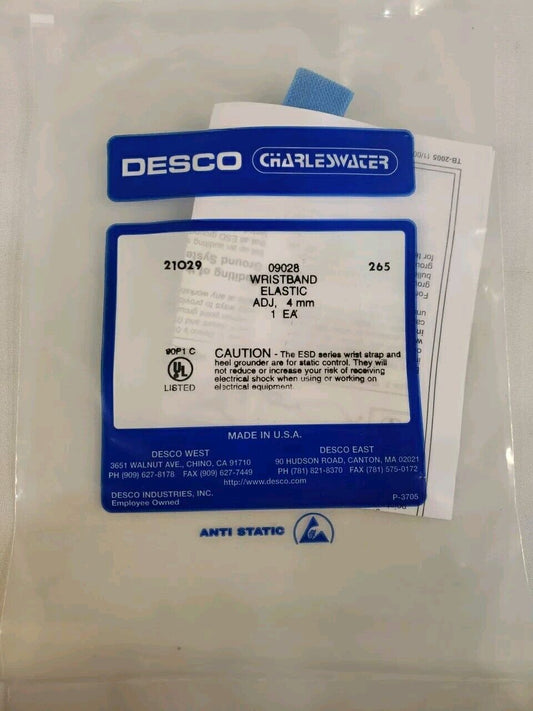 Desco 09028 Grounding Wristband Elastic Adjustable 4MM Electrostatic ESD Safety