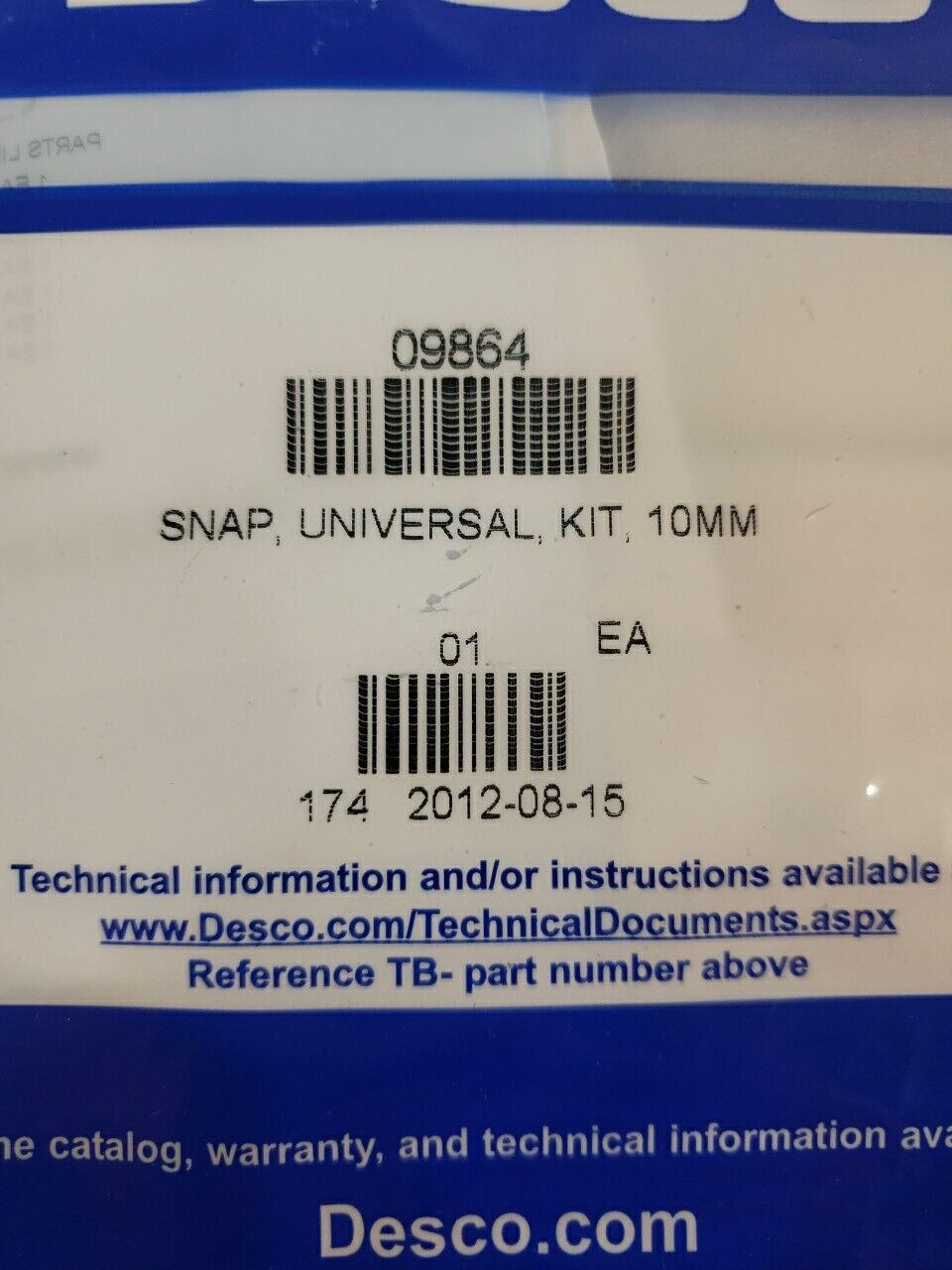 Desco 09864 Snap Universal Kit 10MM Electrostatic Discharge ESD Safety ...