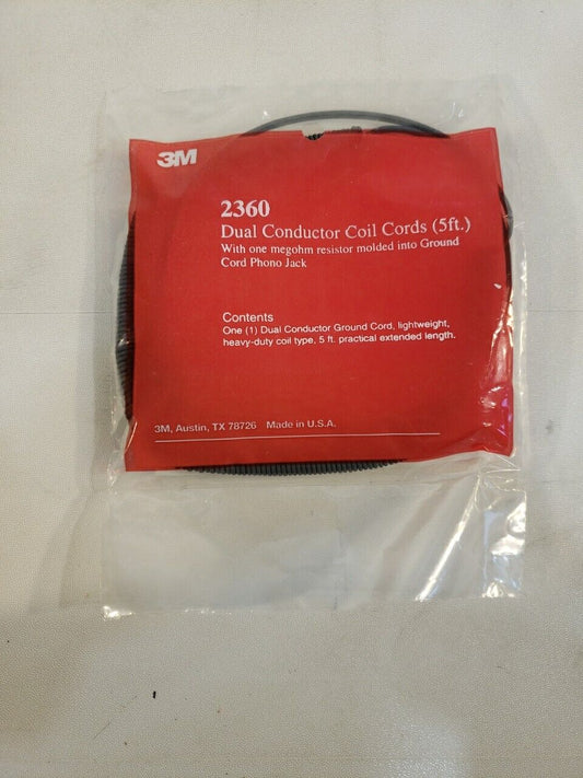 3M 2360 Dual Conductor Coil Cords 5ft 1 Megohm Resistor Electrostatic ESD Safety