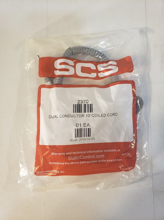 Desco 2370 SCS Dual Conductor 10ft Coiled Cord Esd Electrostatic Safety
