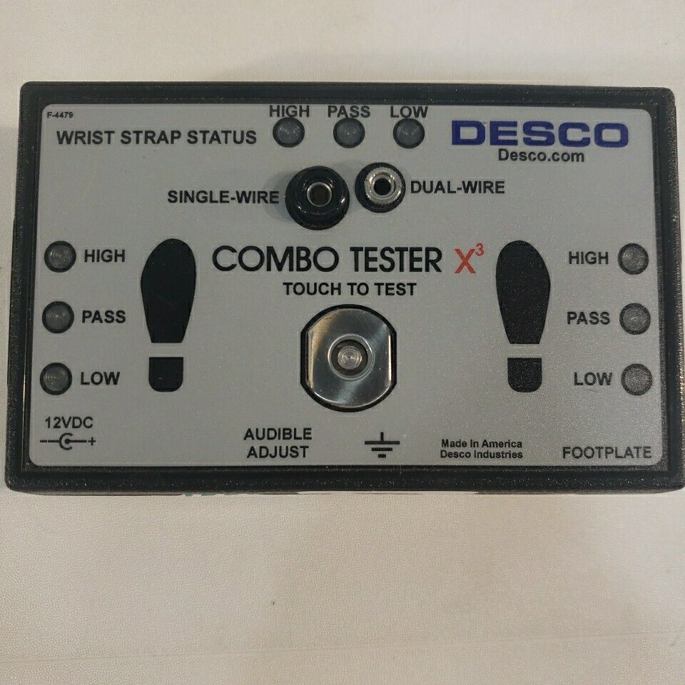 Desco 19276 Combo Tester X3 Wrist Strap Footplate Electrostatic Discharge