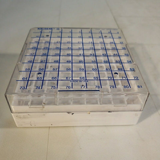 Nalgene 5026-0909 CryoBox 81-Place Cryogenic Vial Storage Box 1.2 & 2.0mL Clear