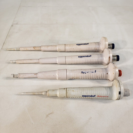 Eppendorf Set 4 Pipettes 0.5-10uL 50-250uL 200-1000uL 500-2500uL 2.5 mL Pipettor