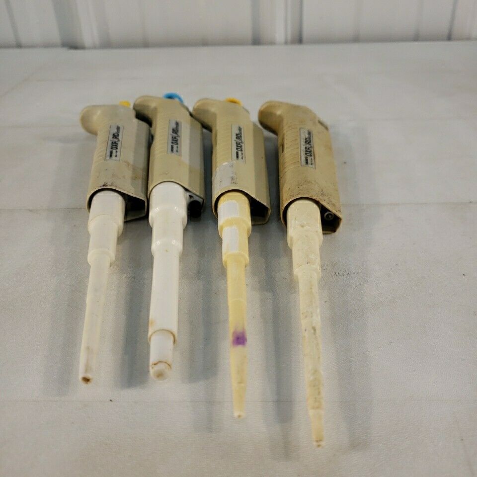 Set of 4 Oxford 3x 10-50uL 1x 200-1000uL Pipettes Adjustable Nichiryo Benchmate