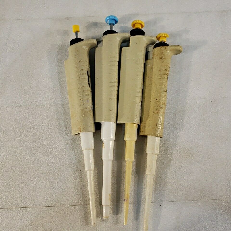 Set of 4 Oxford 3x 10-50uL 1x 200-1000uL Pipettes Adjustable Nichiryo Benchmate