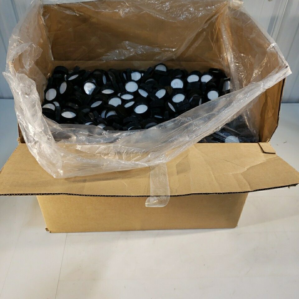 Box Of Over 3000 Caps 16 Oz Containers Black HDPE Plastic NOS High Density Poly