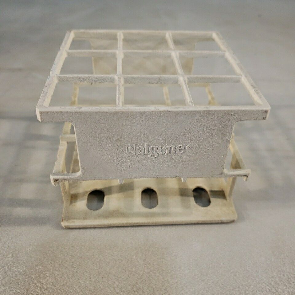 Nalgene 30mm Vial Test Tube Rack Holder 9 Well 3x3 Plastic Polypropylene