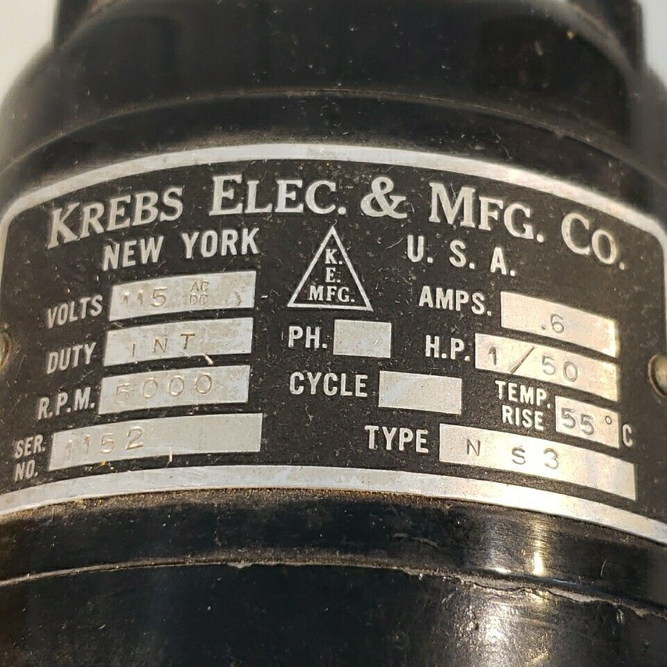 Krebs NS3 Electric Lab Mixer Motor 115V 5000RPM 1/50HP Adjustable Speed w/Clamps