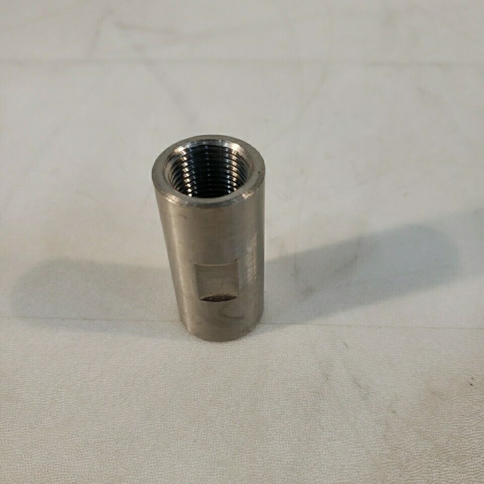 Female To Female 3/8" NPT Threaded Adapter Stainless Steel 1.83" Long 0.875" OD