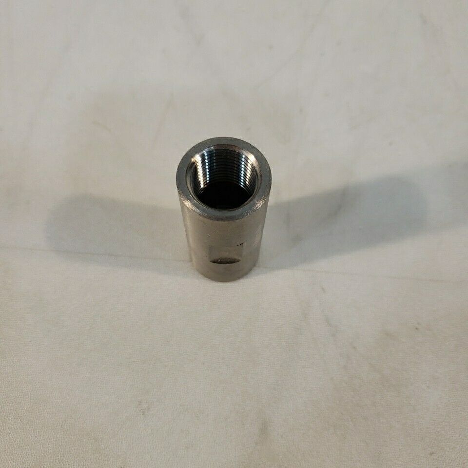 Female To Female 3/8" NPT Threaded Adapter Stainless Steel 1.83" Long 0.875" OD