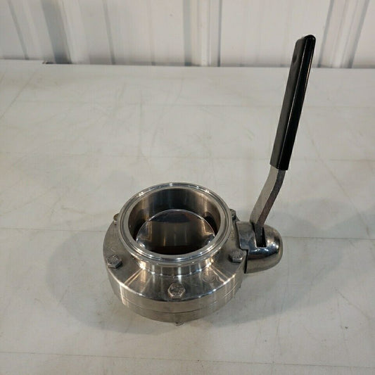 Definox Tri Clover 3" Manual Butterfly Valve Sanitary Stainless Steel Fitting