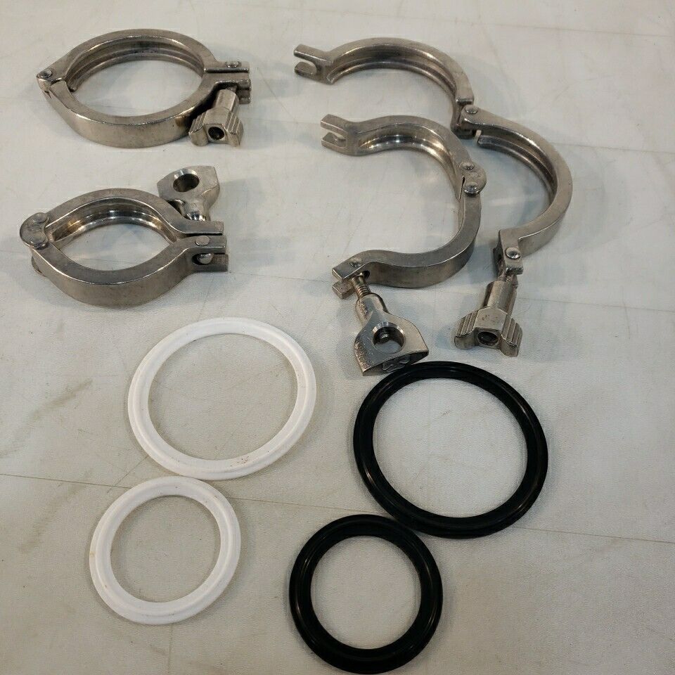 Lot of 4 Tri Clover Clamps Gaskets 304 2" 3" 2.5" 3.5" Sanitary Stainless Steel