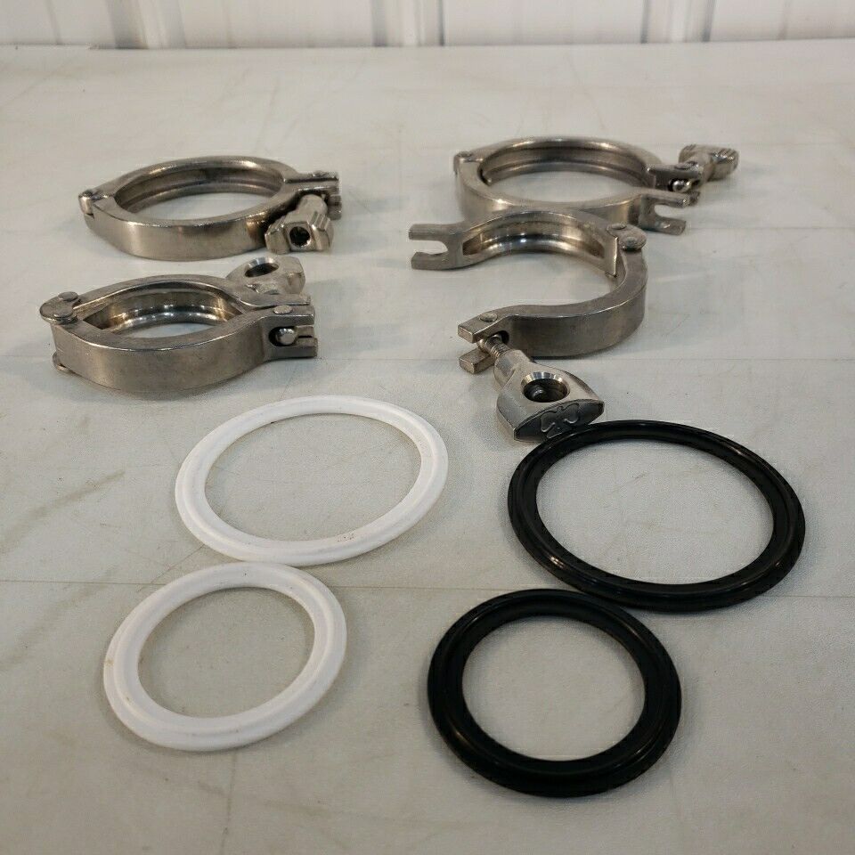 Lot of 4 Tri Clover Clamps Gaskets 304 2" 3" 2.5" 3.5" Sanitary Stainless Steel