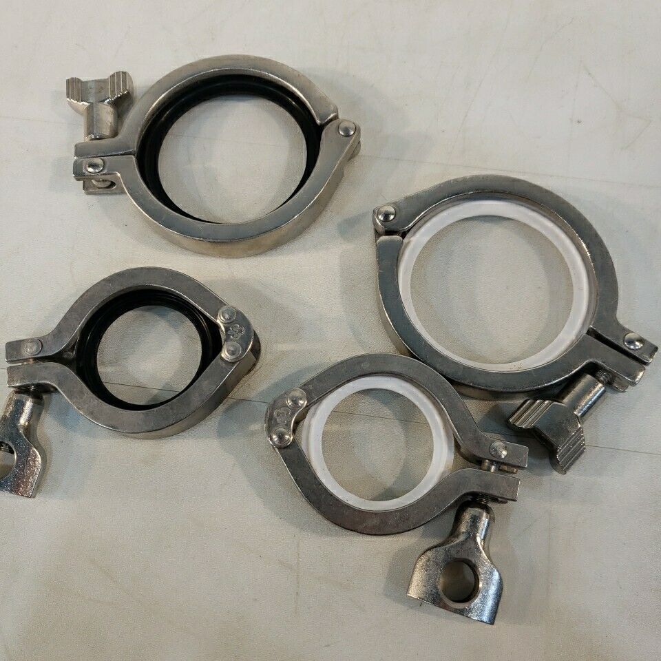 Lot of 4 Tri Clover Clamps Gaskets 304 2" 3" 2.5" 3.5" Sanitary Stainless Steel