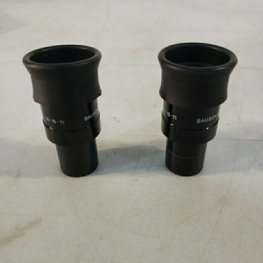 Bausch Lomb 10x WF Stereo 31-15-71 Microscope Eyepieces With Eyerests