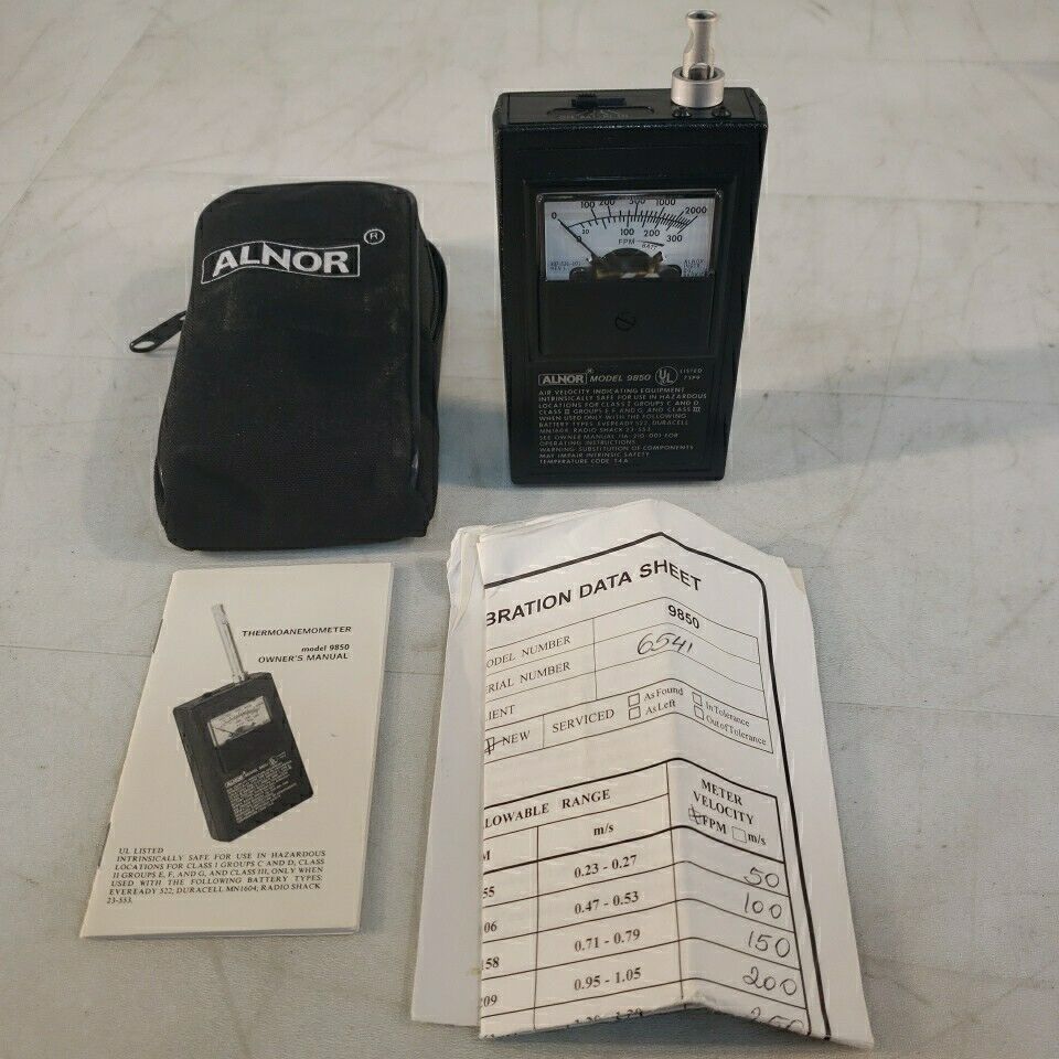ALNOR 9850 Thermo-Anemometer Air Velocity Meter Indicating Equipment W ...