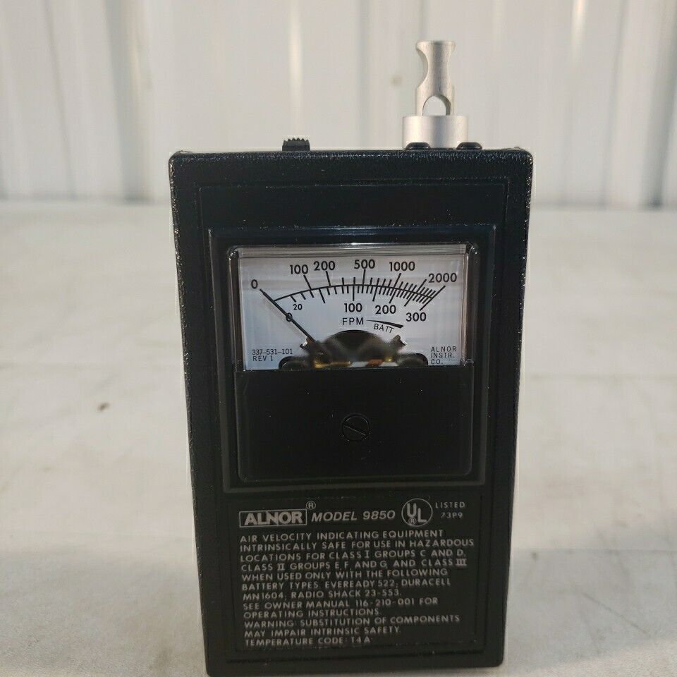 ALNOR 9850 Thermo-Anemometer Air Velocity Meter Indicating Equipment W/extras