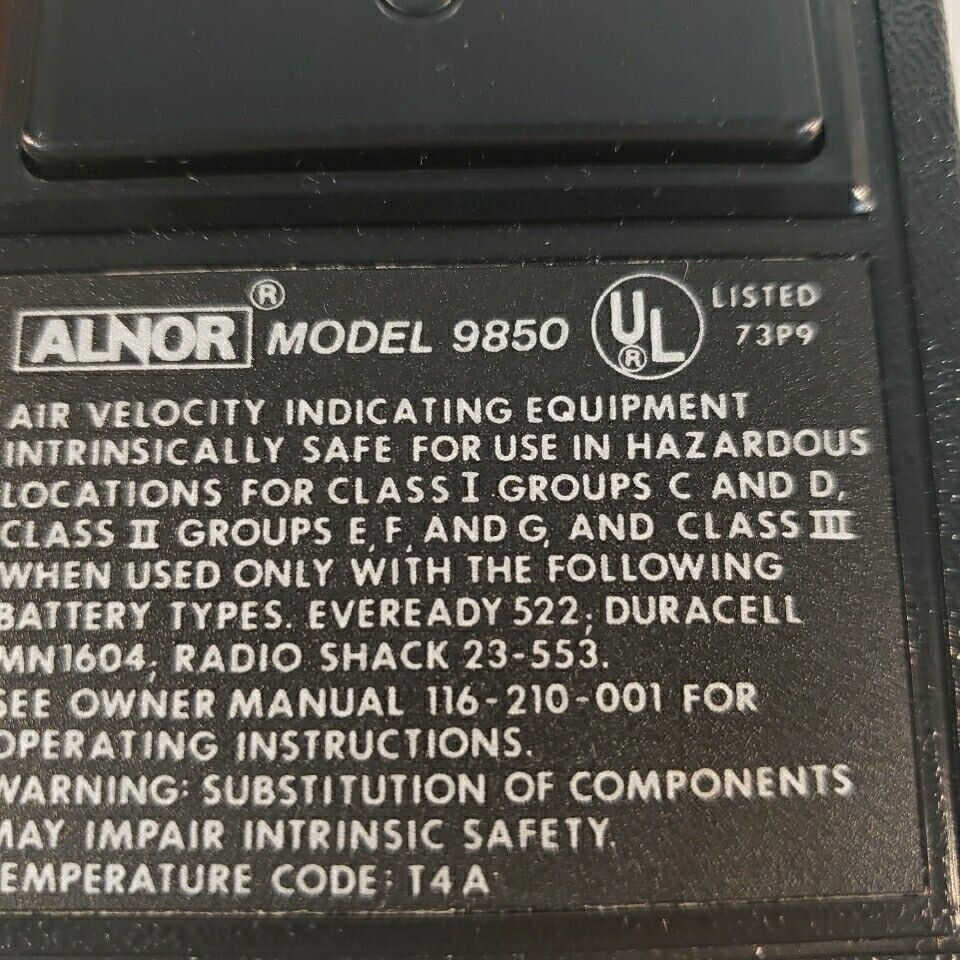 ALNOR 9850 Thermo-Anemometer Air Velocity Meter Indicating Equipment W/extras
