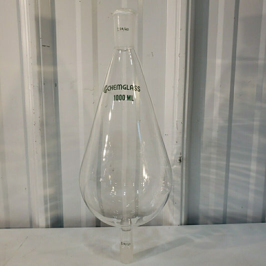 Chemglass 1000mL Kuderna-Danish Flask 24/40 19/22 Glass Laboratory 1L