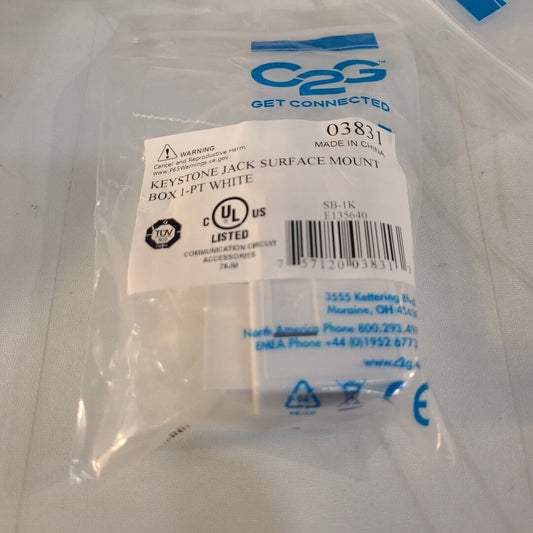 C2G 03831 Keystone Jack Surface Mount Box 1-PT White