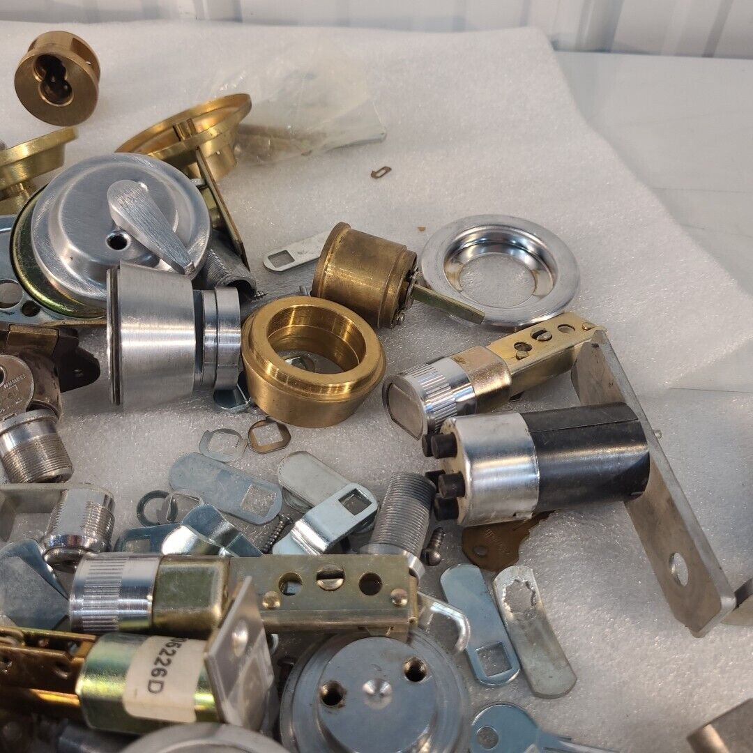 Vintage Large Lot Of Locks Deadbolts Keys Latches Cores Simplex Yale Ilco Parts