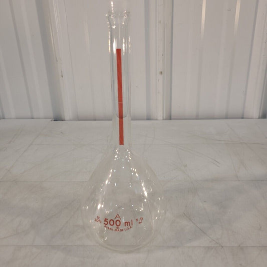 Pyrex 500mL Flat Bottom Long Neck Flask A 10" Labratory Glassware Tc