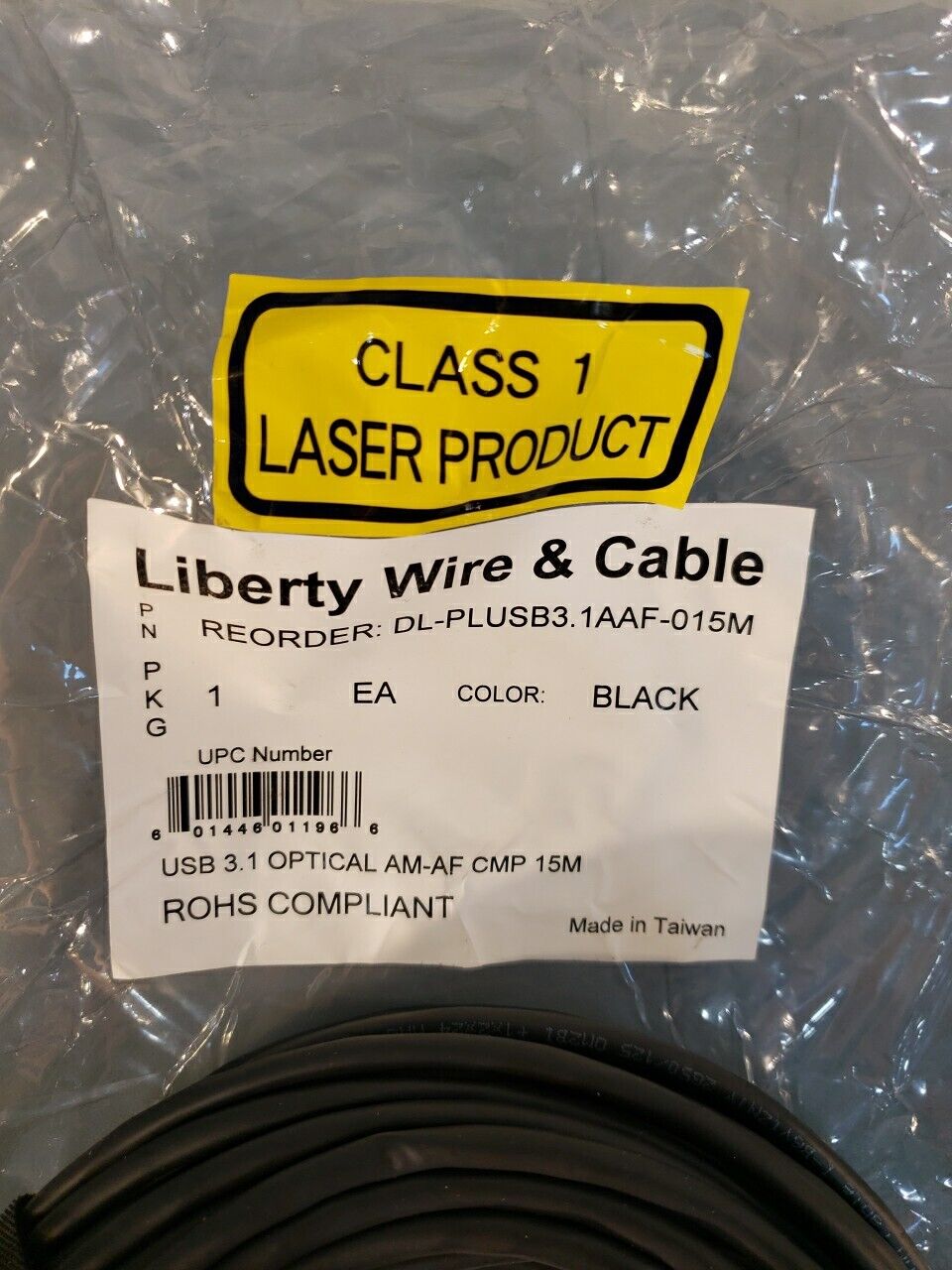 Liberty Wire And Cable Usb 3.1 Extender Optical Am-FM CMP 15M Plenum Cable Cord