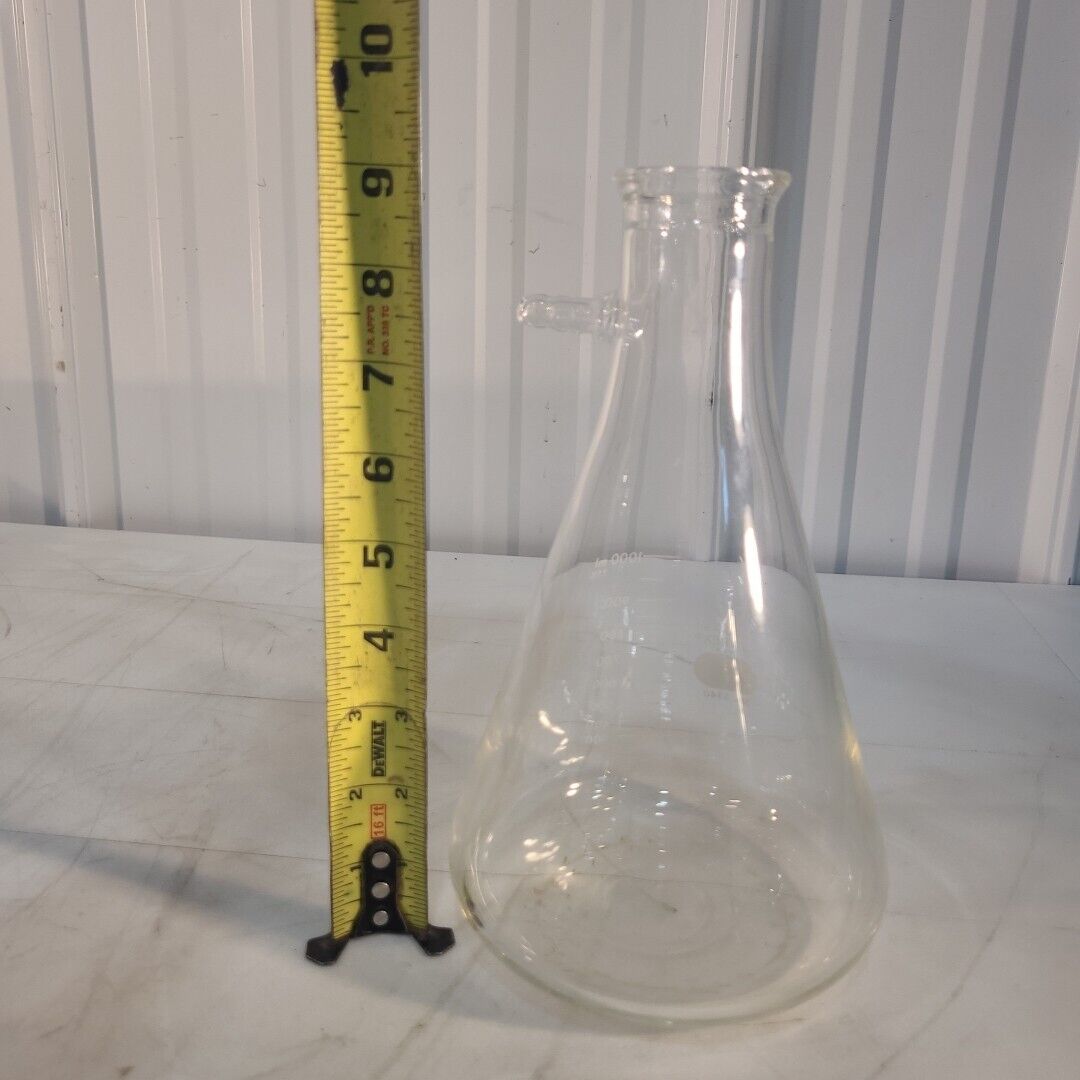 Pyrex 5340 1000mL Erlenmeyer Flask Conical W/ Sidearm Filtering Labratory Glass