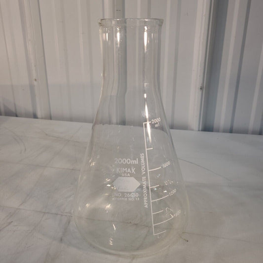 Kimax 26650 2000mL Erlenmeyer Flask Conical Laboratory Glassware Wide Mouth