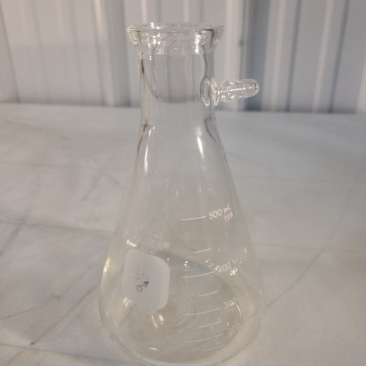 Pyrex 5340 500mL Erlenmeyer Flask Conical W/ Sidearm Filtering Labratory Glass