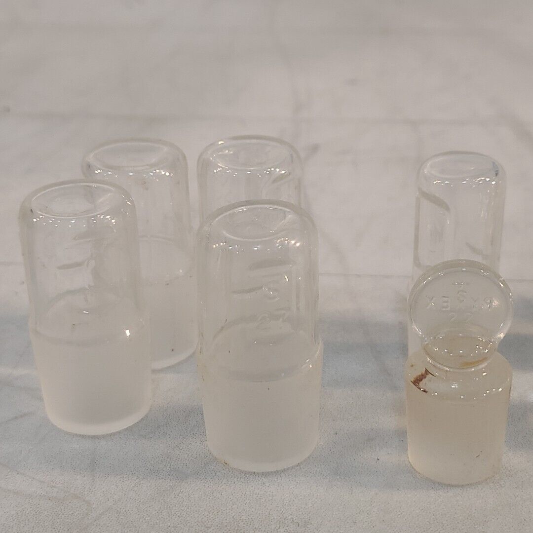Lot Of 14 Pyrex Corning Stoppers Glassware Labratory Plugs Tapered Hollow