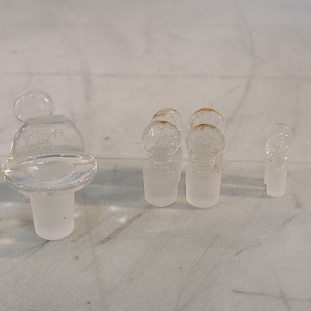 Lot Of 14 Pyrex Corning Stoppers Glassware Labratory Plugs Tapered Hollow